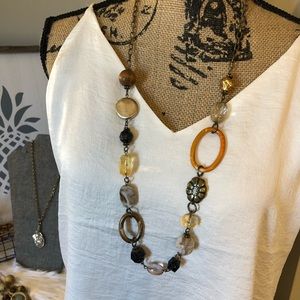 Antique Gold-Tone, Multi-Colored Necklace